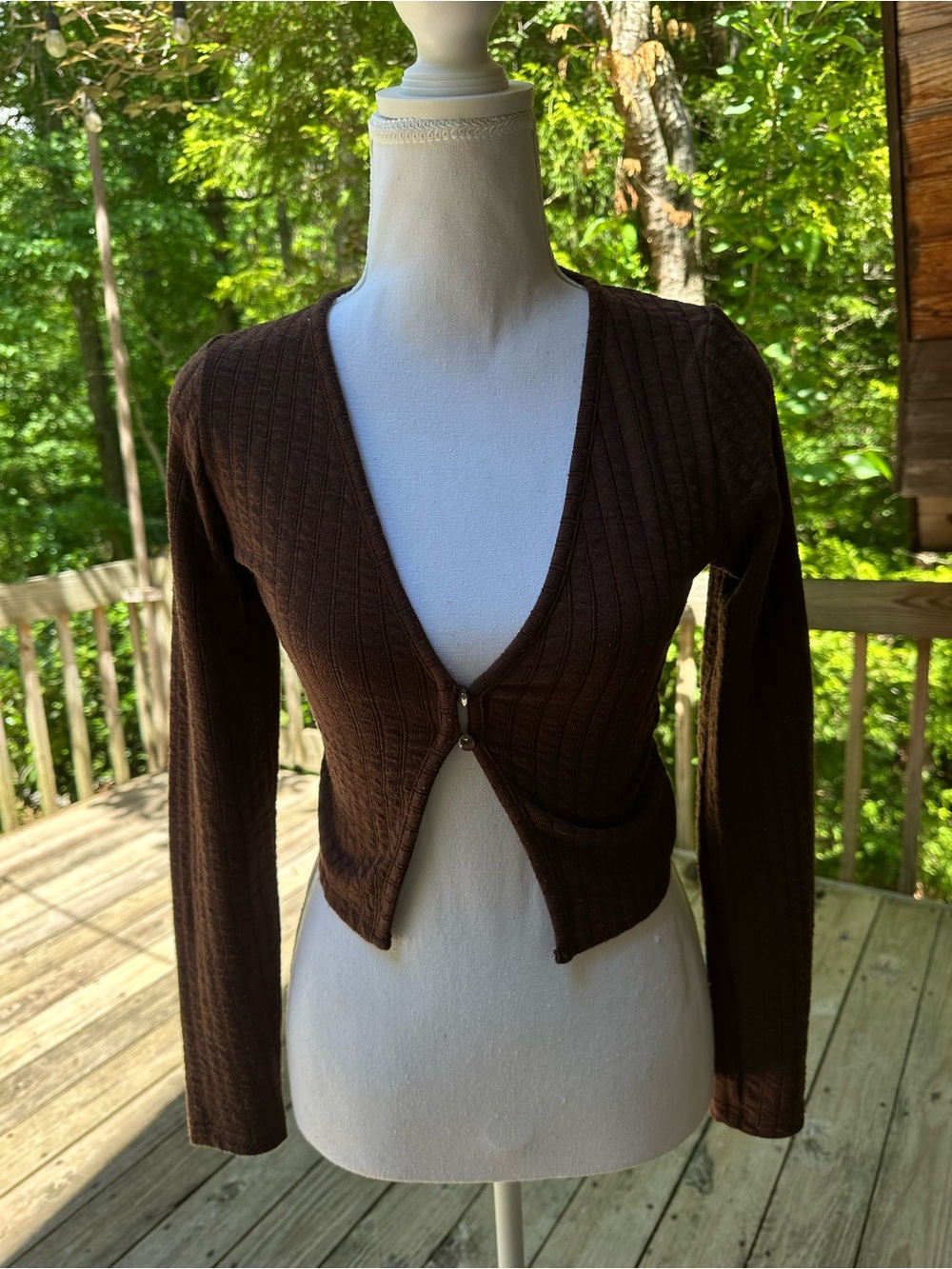 H&M Brown Cropped Cardigan